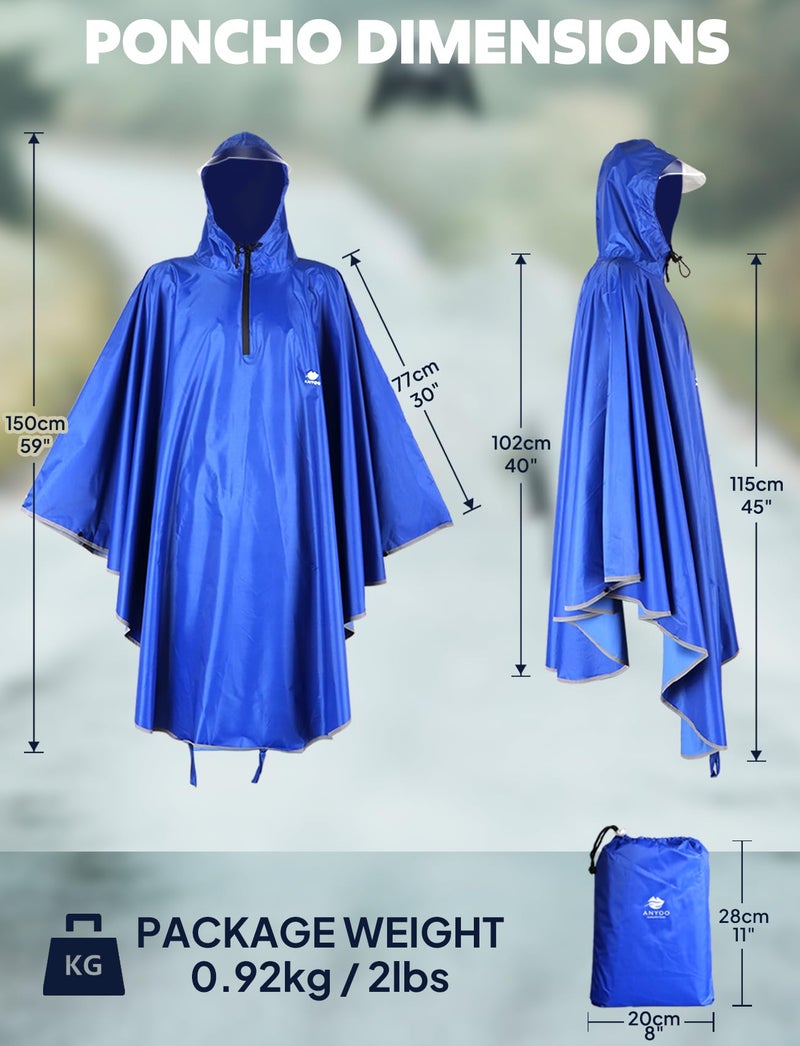 ANYOO Waterproof Rain Poncho Bike Bicycle Rain Capes Lightweight Compact Reusable for Adults - Image 2